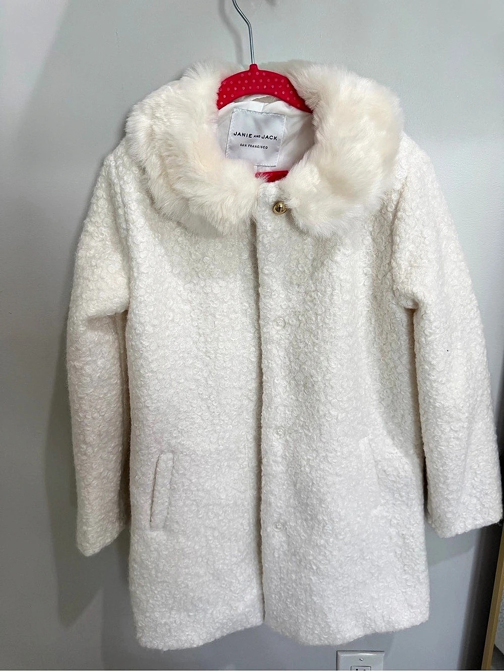 Janie and Jack Girls 7/8 Faux Fur Collar Coat NWT